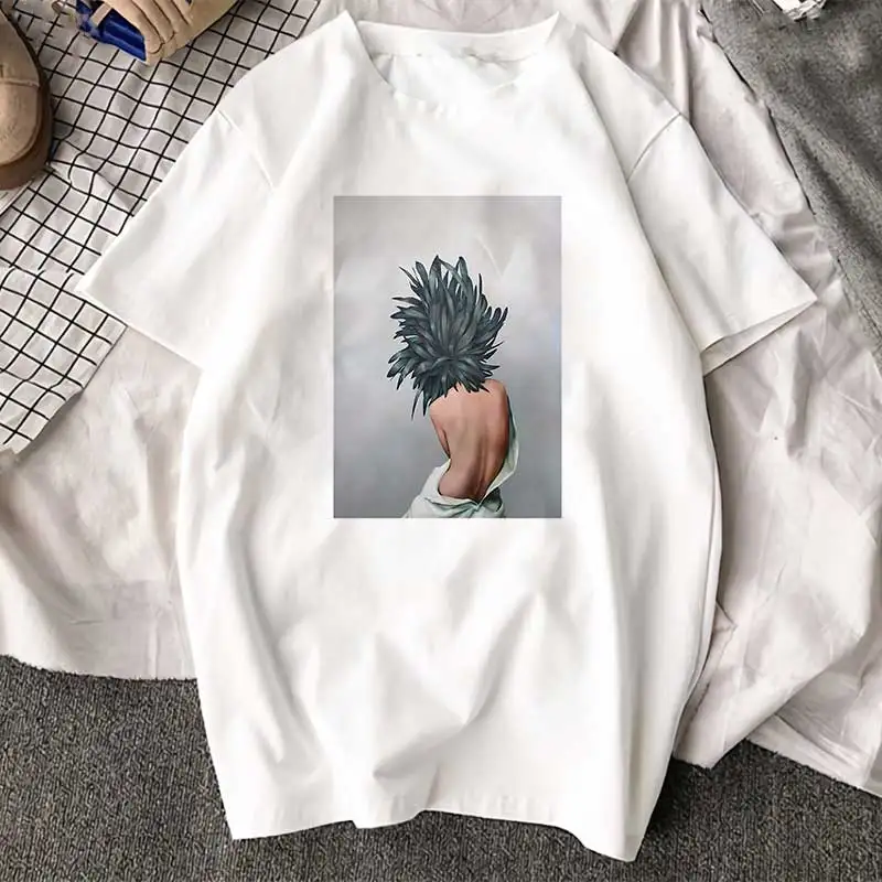 New Arrival Harajuku Aesthetics Tshirt Sexy Flowers Feather Print Short Sleeve Tops & Tees Fashion Casual Couple T Shirt