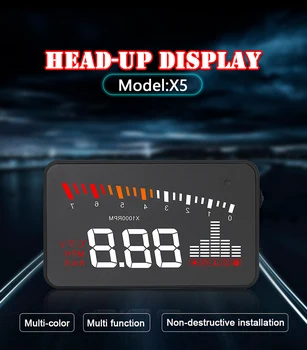 

Car HUD Head Up Display GPS Speedometer OBD2 Interface Car styling HUD X5 3 .5inch Windshield Project Digital Speedometer