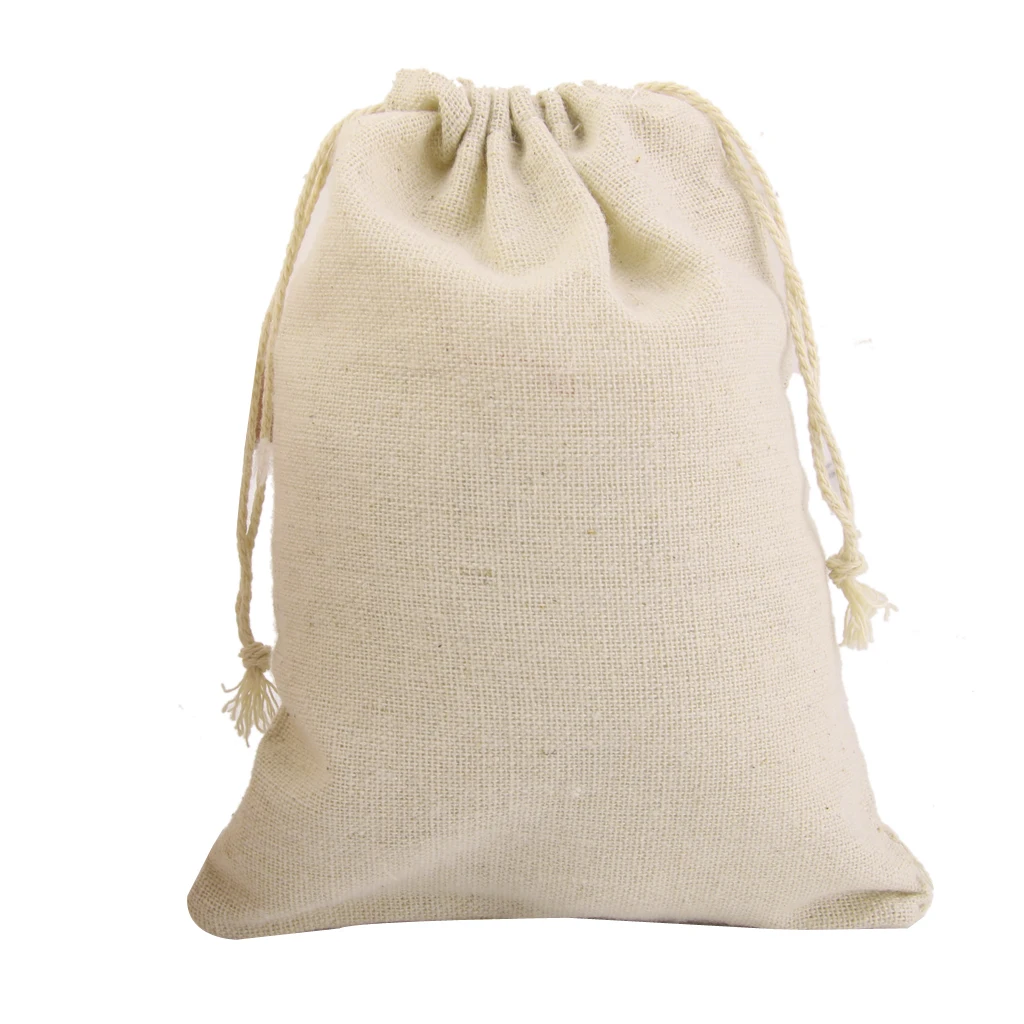 10pcs Natural Burlap Bags Jute Hessian Drawstring Sack Small Wedding Favor Gifts