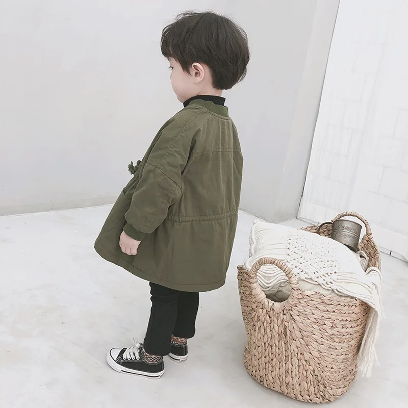 Children's Autumn Winter Korean Boys and Girls with Fleece Overcoat Thickened Jacket Coat kids jacket