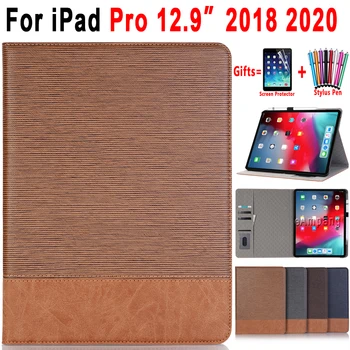 

For iPad Pro 12.9 Case Premium Leather Cross Pattern Flip Smart Awake Sleep Case for Apple iPad Pro 12.9 2018 2020 Cover Funda