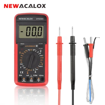 

NEWACALOX LCD Temperature Tester Digital Multimeter AC/DC Voltage Current Resistance Capacitance Measurement Tool with Battery