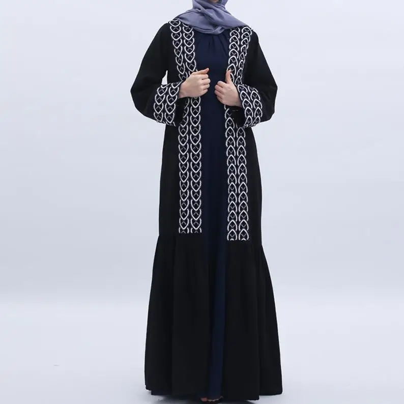 Black cardigan Abaya Дубай мусульманский хиджаб платье Турецкая мусульманская одежда абайя s женский Восточный халат из марокена одеяние мусульмане Elbise Djelaba - Цвет: Black cardigan
