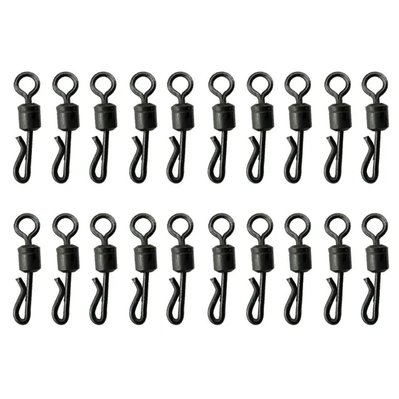 

20pcs Q-shaped Rolling Quick Change Swivels Size 4 Snap Connectors Carp Fishing Terminal Tackle Accessories