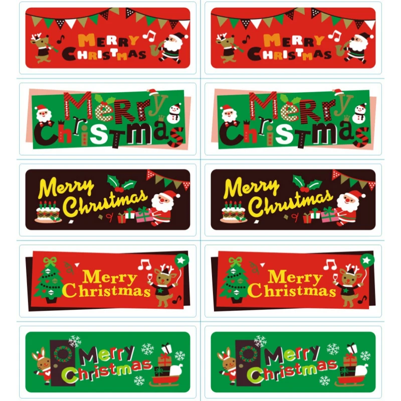 

100Pcs/lot Merry Chrismas Series Party Rectangle DIY Envelopes Greeting Cards Paper Sealing Labels Chrismas Gifts box Stickers