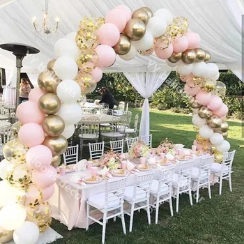 

100pcs 12inch DIY Macaron s 1 Kit Confetti Gold Chrome Pastel Pink s Garland Wedding Baby Shower Decoration