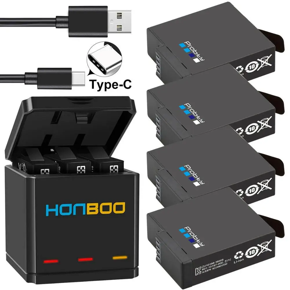 GoPro hero 7 6 5 черный аккумулятор + тройное зарядное устройство для Go Pro Аккумулятор