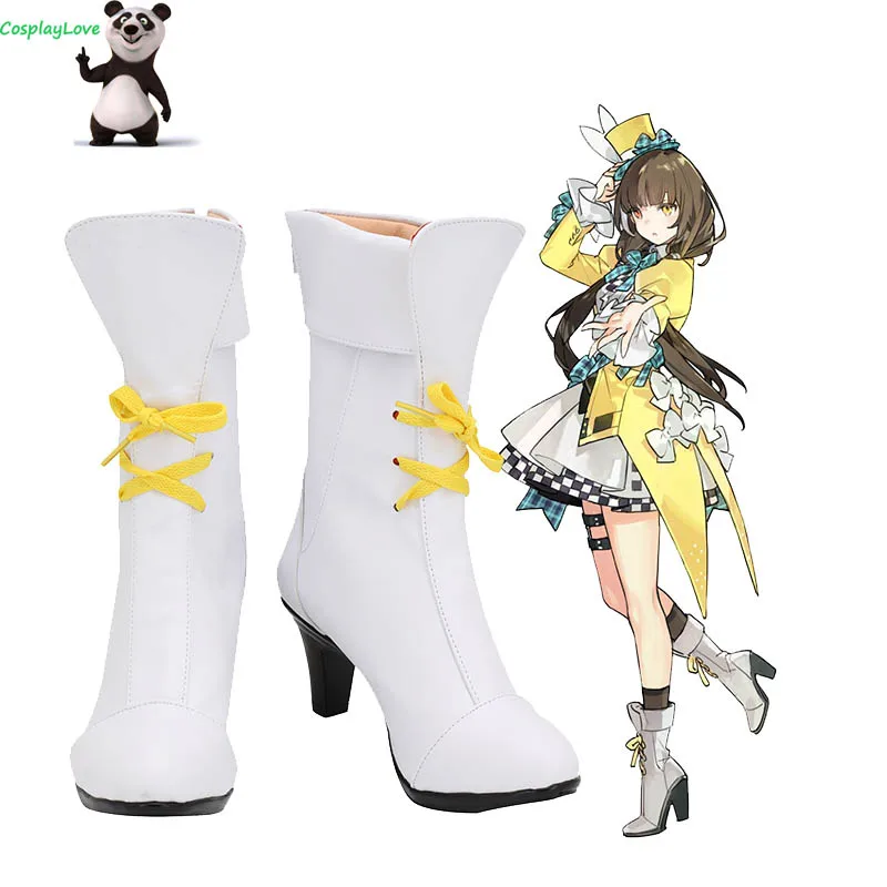 

CosplayLove Girls Frontline RO635 White Shoes Cosplay Long Boots Leather Custom Hand Made