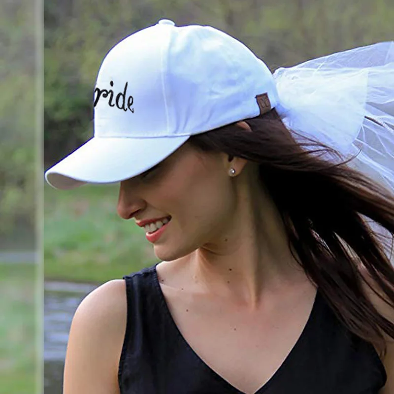 

Bride to be Bridesmaid squad gift Cap veil Bachelorette hen night Party travel Wedding engagement Bridal Shower decoration favor