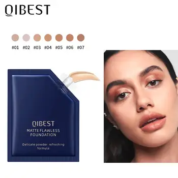 

QIBEST Face Foundation Cream Matte Liquid Foundation Full Coverage Waterproof Professional Makeup Base Brighten Base Makeup