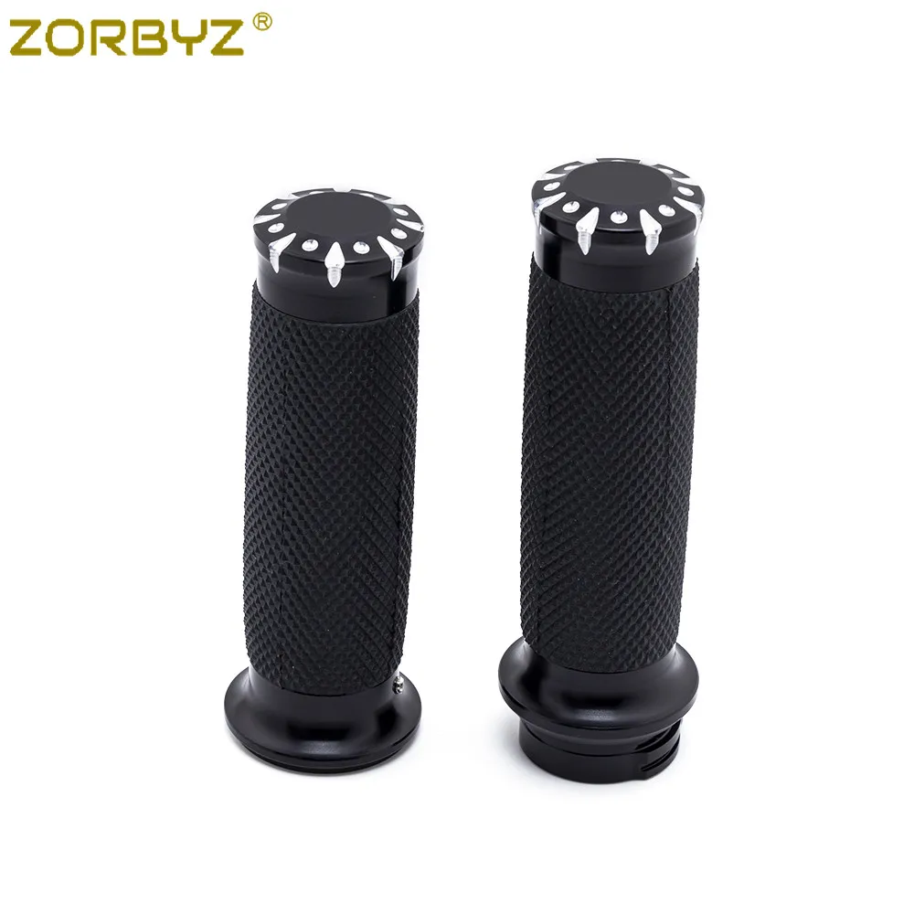 Zorbyz Motorcycle 1"25mm Black Cnc Edge Cut Handle Bar Hand Grips For