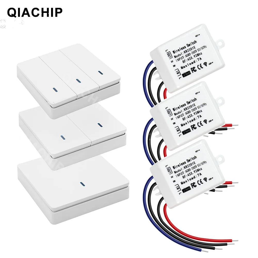 Qiachip 433Mhz Rf Wireless Remote Control Switch 220V 110V 1Ch Relay Controller & 433 Mhz Wall Panel Switches Transmitter Qiachip 433Mhz Rf Wireless Remote Control Switch 220V 110V 1Ch Relay Controller & 433 Mhz Wall Panel Switches Transmitter
