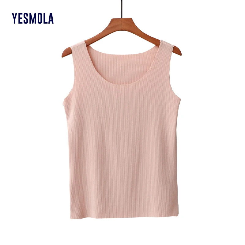 

YESMOLA Women's Thin Sleeveless Vest Summer New Solid Color V-neck Sleeveless Slim Ladies Thin Vest Tops Wholesale