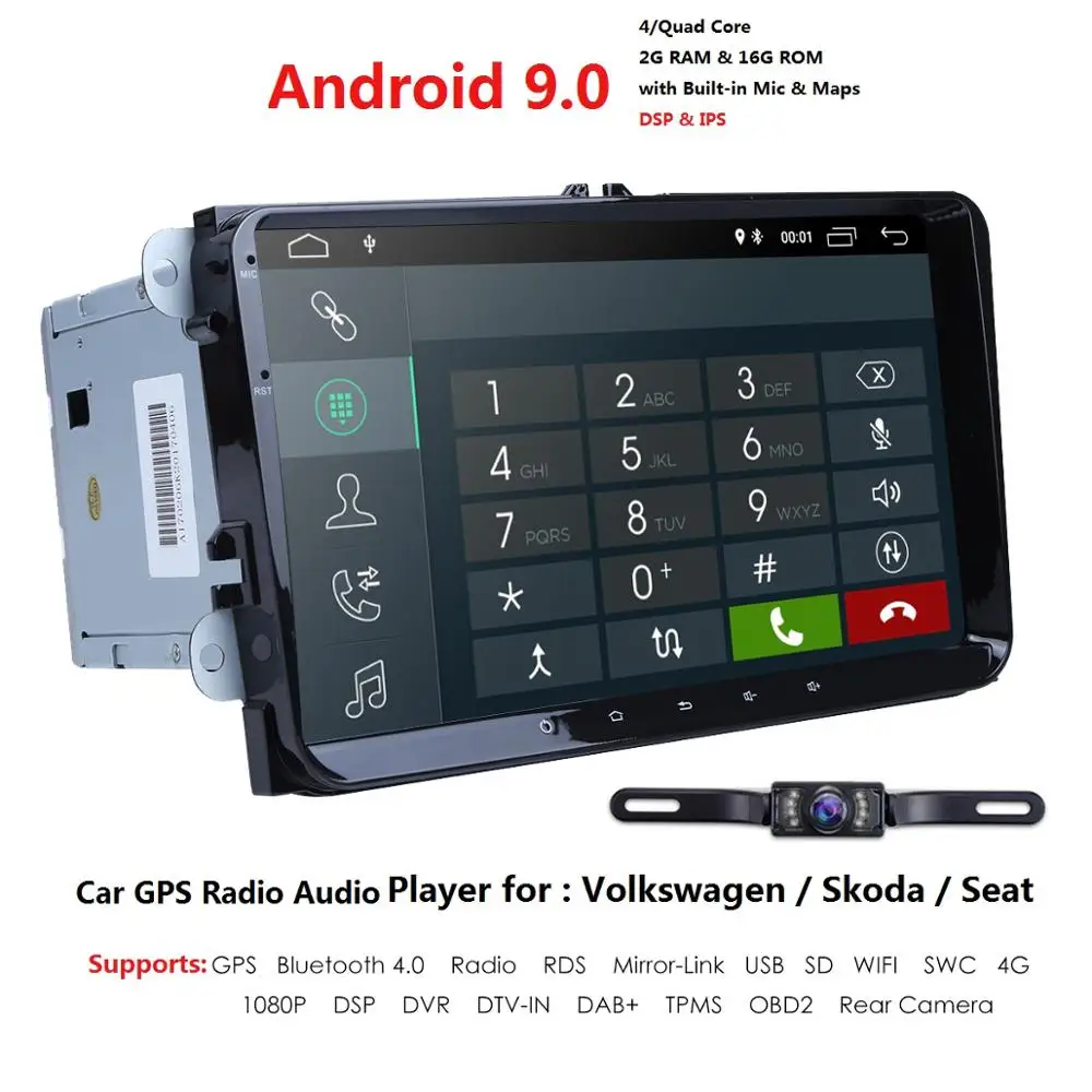 2din9inch автомобильный noDVD радио Gps стерео ПК Android9.0 2G + 16G в тире для v w B6 B5 B7 Passat Golf Polo J
