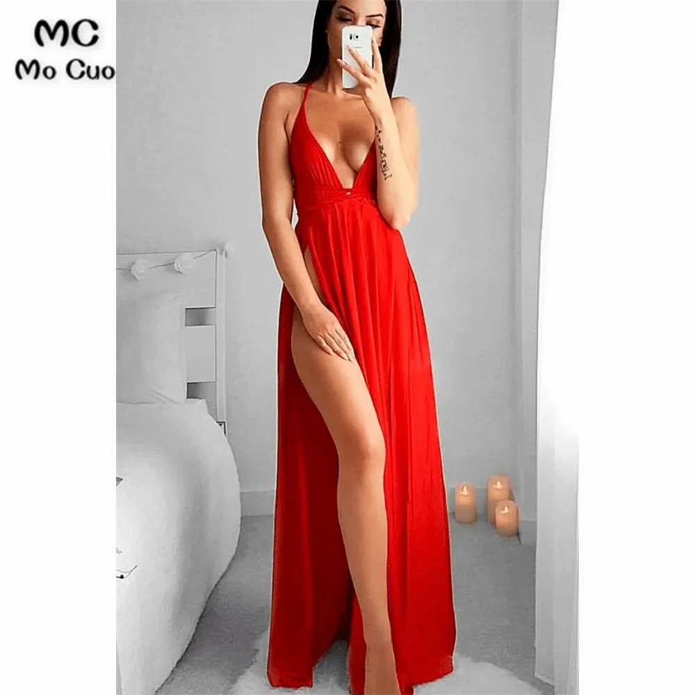 long evening dress In Stock 2019 Evening Dresses Long Front Slit Pleat Draped Silk Satin Backless Evening Party Dresses party gown for women