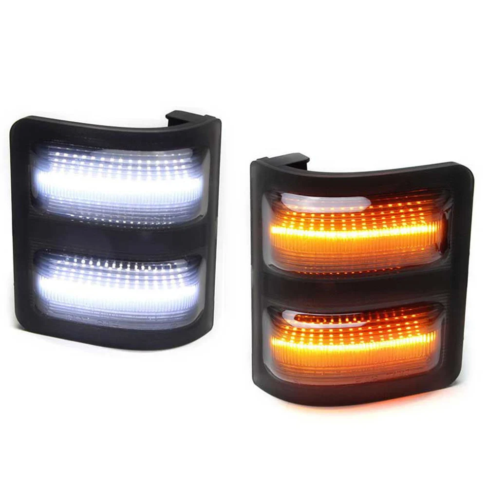

2pcs/set 12V 3W Smoked Lens 36LED Side Mirror Marker Light Amber Signal Lamp White Parking Light For F250 F350 F450 2008-2016