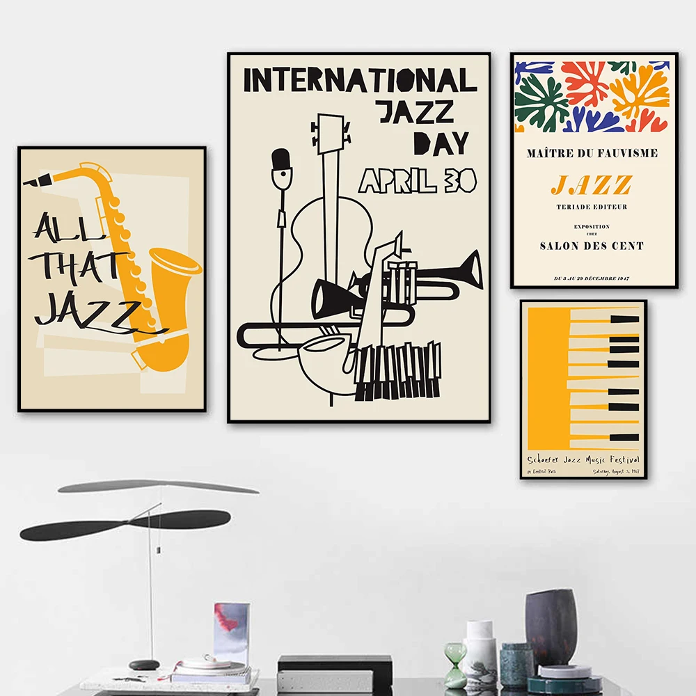 

Wall Art Retro Music Instrument Gallery Jazz Guitar Piano Decor Wall Pictures for Living Room Home Decor Canvas Painting Cuadros