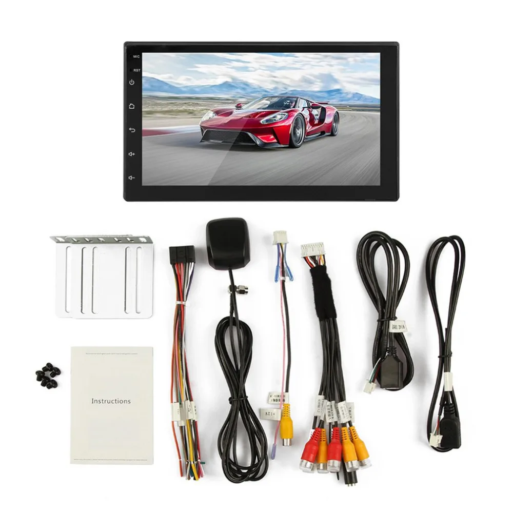 Хит, 2Din, 7 дюймов, автомобильный Android 8,1 плеер, четырехъядерный, 1+ 16 ГБ, стерео, Gps, Wifi, беспроводной, Mp5, Fm плеер, Usb, Aux