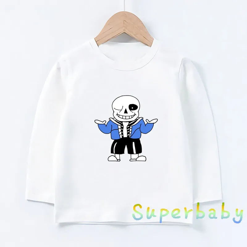 Детская футболка с принтом в виде черепа, Brother Undertale, Sans Забавные топы с рисунком для маленьких мальчиков и девочек, детская футболка с длинными рукавами LKP2405
