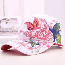 Корейские летние регулируемые бейсболки бейсбольные шапки для женщин с цветочной бабочкой и вышивкой