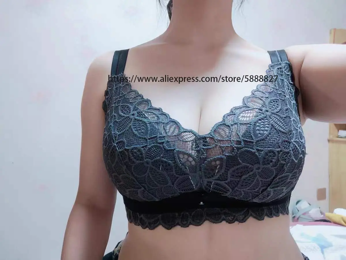 Women Wireless Bras Full Cup Large Size Underwear Non Padded Lace Minimizer Bra Female Sexy Lingerie 75 80 85 90 95 100 105FGHIJ