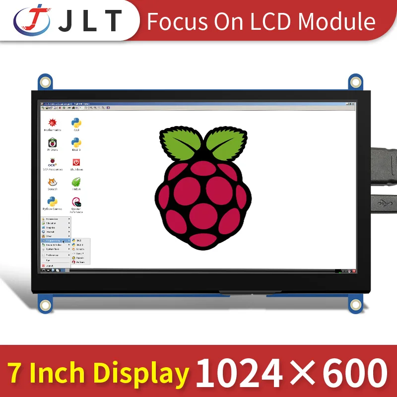 Fábrica atacado 7 polegada módulo lcd 1024*600 ips raspberry pi display com painel de toque pi4 pi3