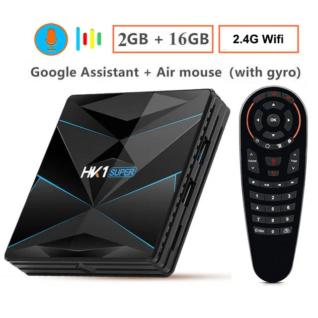 16G Voice Air Mouse Части ТВ коробка 4 K Android 9 ТВ коробка HK1 супер RK3318 4 ядра ARM проигрыватель Google DDR4 4G 128G 2,4G/5G, Wi-Fi, Декодер каналов кабельного телевидения ТВ приемник - Цвет: 16G Voice Air Mouse