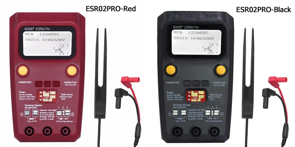 BSIDE ESR02 pro многоцелевой Транзистор тестер Диод Триод Емкость резистор метр ЖК-дисплей ESR метр MOS/PNP/NPN SMD тестер