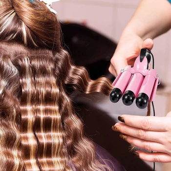 

Hair Curling Iron Triple Barrels LCD Display Tourmaline Ceramic Hair Curler Waver Curlers Rollers Styling Tools Hair Styler Wand