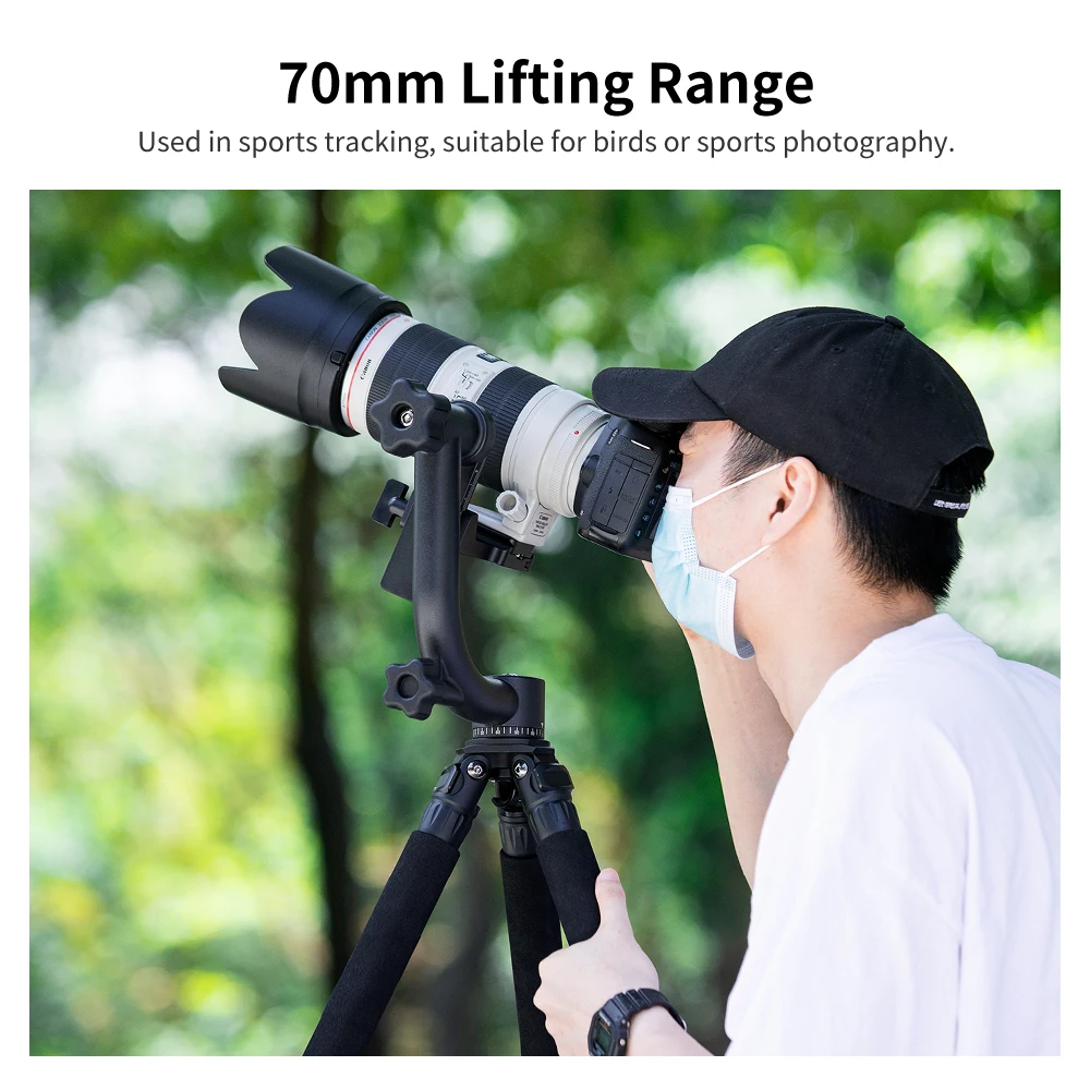 K&F Concept Tripod Head Aluminum Alloy 360 Degree Panoramic Gimbal Tripod Head 1/4'' Standard Quick Release Plate