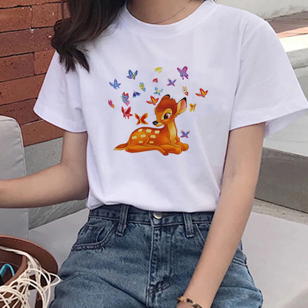 かわいいオジロワシ鹿バンビ蝶ディズニーtシャツ女性のファッション原宿半袖tシャツホワイトtシャツトップス服 Aliexpress レディース衣服