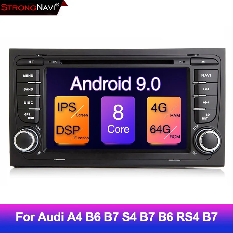 DSP IPS Android 9.0 4G+ 64G CAR GPS navigation For Audi A4 B6 B7 S4 RS4 SEAT Exeo dvd player radio screen WIFI BT | Автомобили и