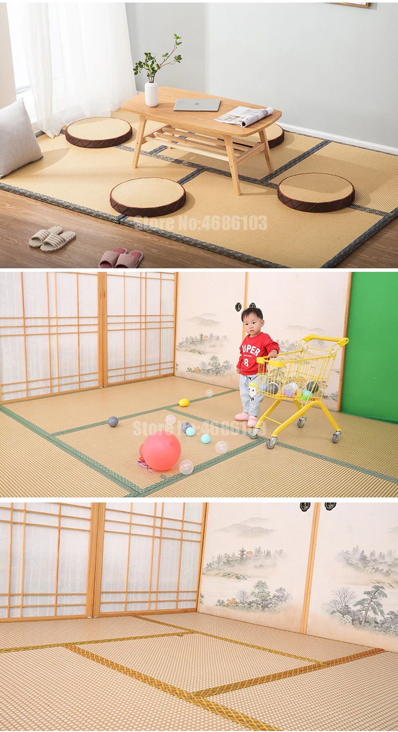 Chinese Eco-Friendly Natural Coir Tatami Mattress 60x120cm Japanese Style Rattan Coconut Floor Mat For Bedroom Living Room