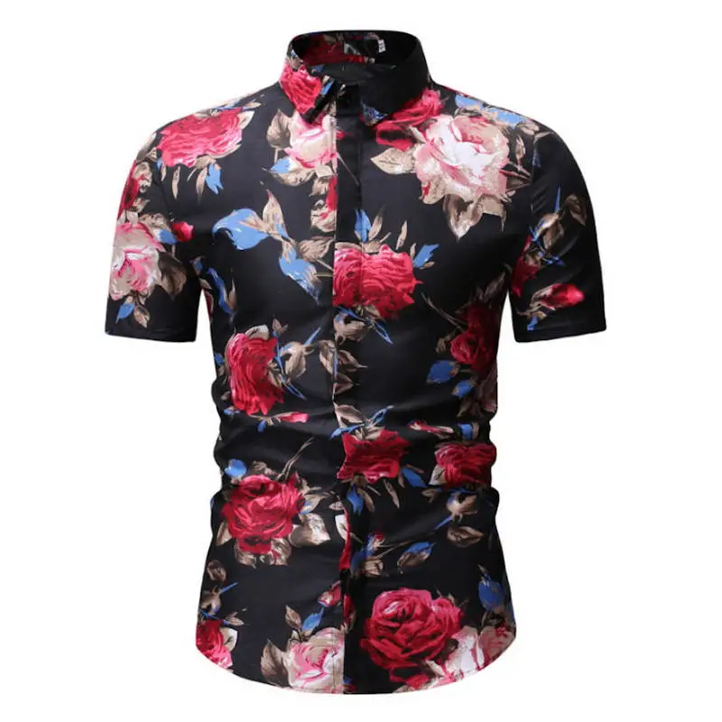 

2019 Men Shirt Summer Style Palm Tree Print Beach Hawaiian Shirt Men Casual Short Sleeve Hawaii Shirt Chemise Homme 3XL 23 color