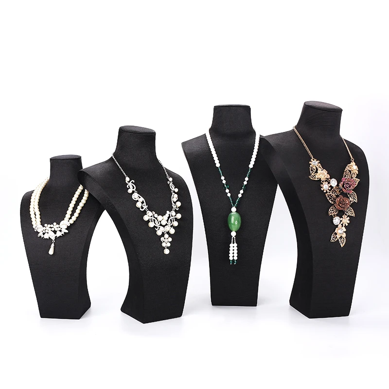 High Quality Black Brushed Bust Portrait peal Necklace Jewelry Display Rack For Female Long Chain Pendent Showcase Model Counter