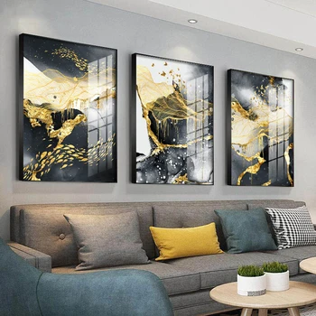 Modern Abstract Paintings Gold Luxury Home Decoration Canvas Wall Art Prints On Loft Frameless Pictures for Bedroom