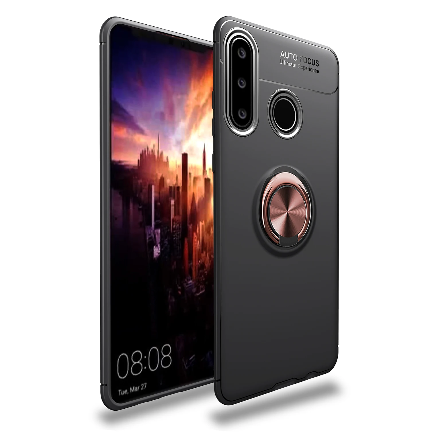 Black-gold Чехол для телефона huawei Honor 20s 20, чехол-бампер с магнитным металлическим кольцом, Мягкий ТПУ силиконовый чехол для huawei Honor 20 Pro, чехол - Цвет: Black-gold