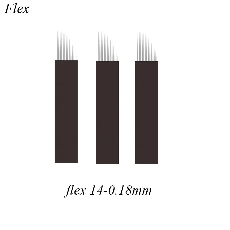 LÂMINAS FLEX TEBORI 14 PONTAS микроблейдинг иглы кривая Флекси 0 18 мм для бровей ручное