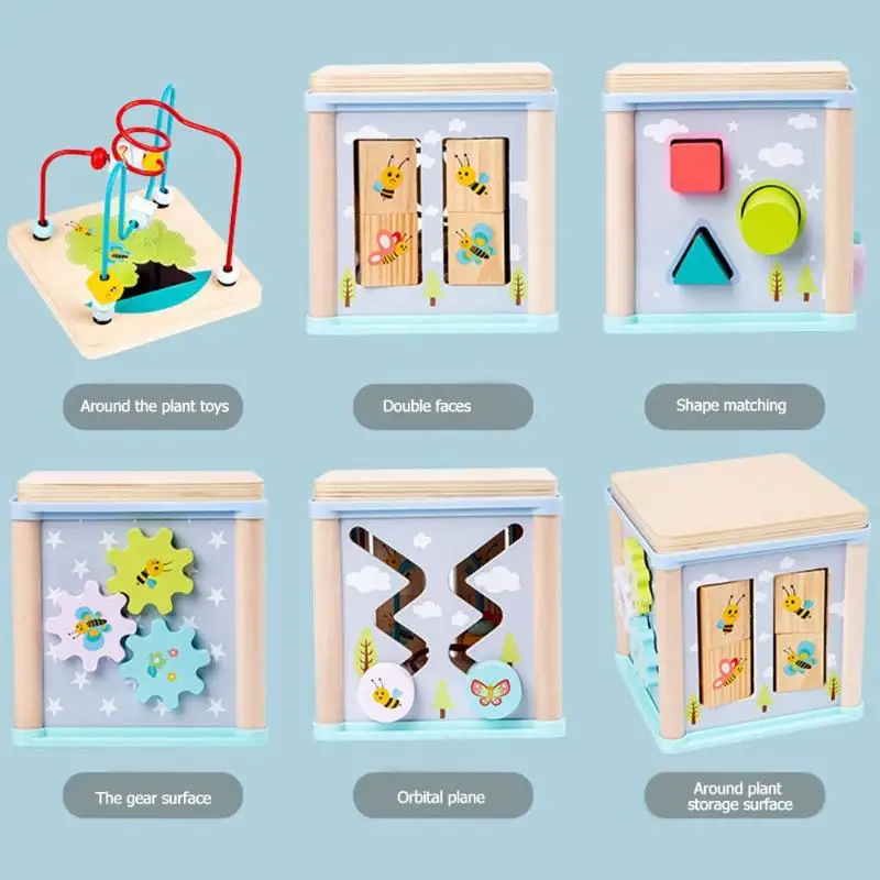 New Children Wooden Multifunctional Rounding Bead Puzzles Treasure Chests Boxes Toddler Kids Early Educational Toys