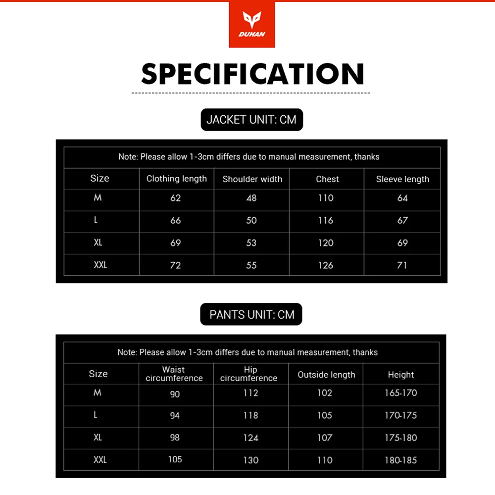 Motorcycle Jacket Men Motocross Moto Windproof Protective Jacket Pants for Winter Autumn