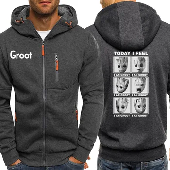 

2020 Spring Autumn Jacket Today I Feel I Am groot Hoodie Sweatshirt Mens Hip Hop Tracksuit men harajuku streetwear Cartoon Coat