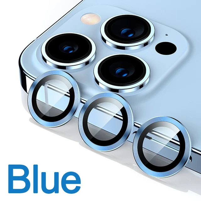 Diamond Glitter Camera Lens Protector On For iPhone 13 12 11 Pro Max Mini Metal Ring Lens Glass On iPhone 13 Pro Max Protective Blue