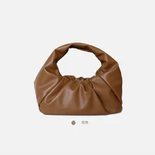 Весна, новинка, женские сумки в форме рога, Большая вместительная плиссированная сумка на застежке, сумка из воловьей кожи, женские сумки, клатчи