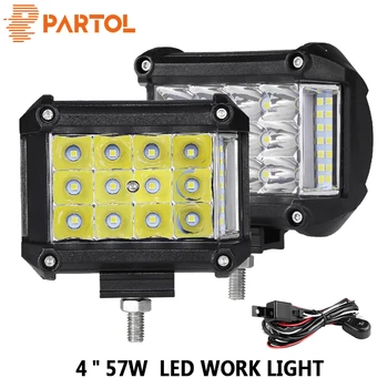 

2Pcs 4" LED Light Bar Working Light Tri-Row Spot Flood Combo Beam Offroad 4WD 4x4 LED Bar for Pickup Camper Trailer 12V 24V