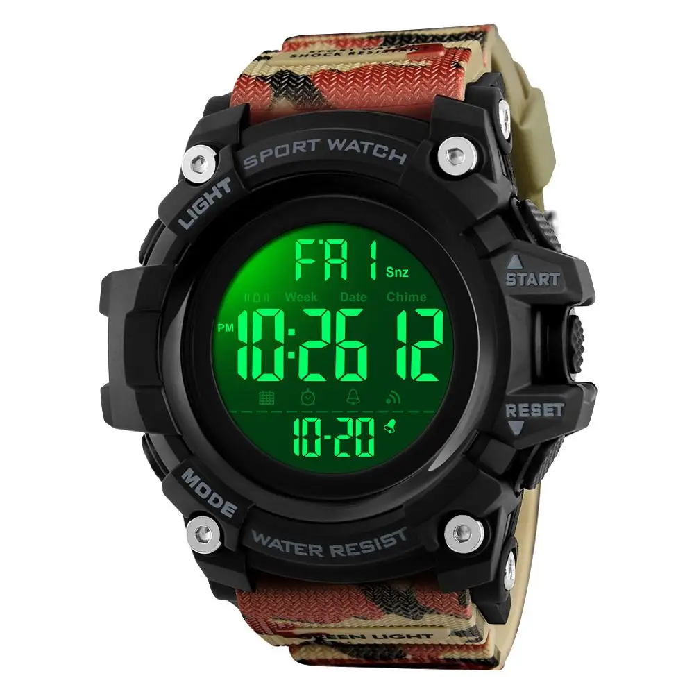 Спортивные мужские часы SKMEI, 5 бар, водонепроницаемые, обратного отсчета, цифровые часы, 2 времени, будильник, модные наручные часы, Relogio Masculino 1384