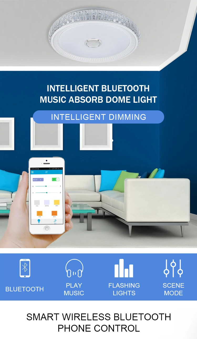 Креативный светодиодный потолочный светильник с Bluetooth динамиком приложение с регулируемой яркостью RGB современное освещение потолочный светильник для спальни гостиной кухни