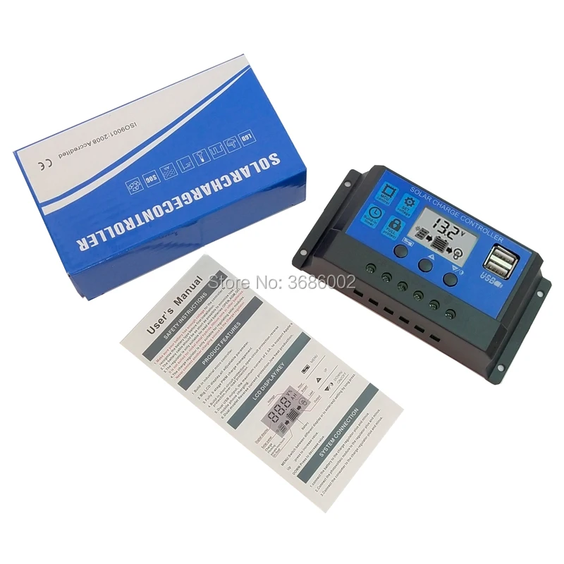 Бесплатная Доставка! 60A 50A 30A 20A 10A DC 12V 24V режимы Auto PWM солнечное PV зарядное