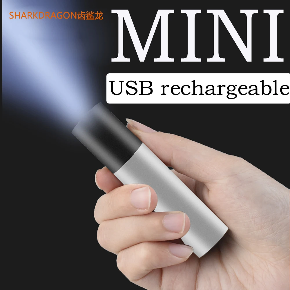 Мини usb перезаряжаемый портативный светодиодный фонарик 3 режима освещения zoom