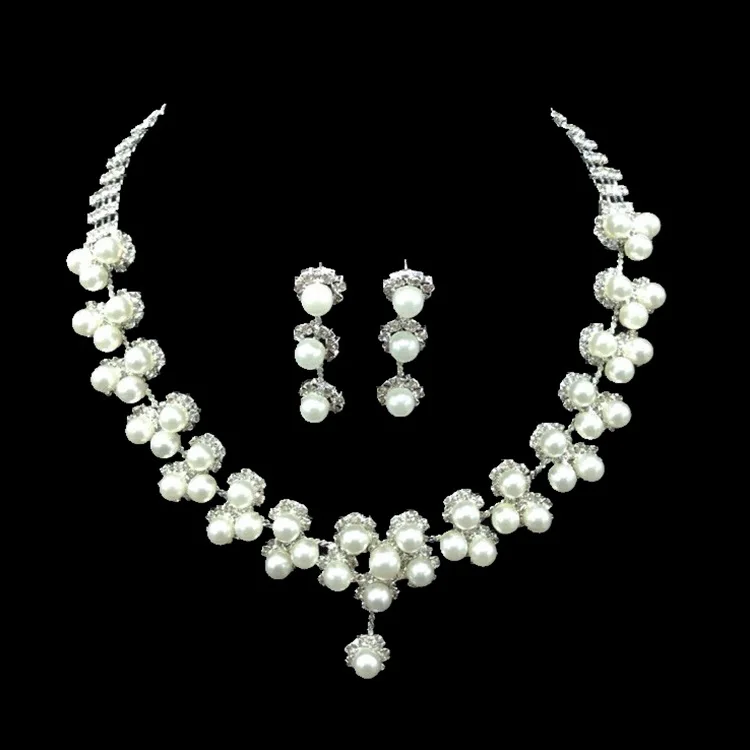 Plum Pearl Necklace Earrings Two Piece Set Bride Wedding Dress Accessories Marriage | Украшения и аксессуары