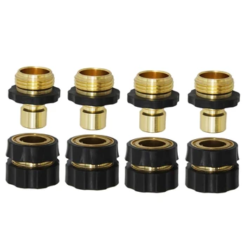 

4Pcs 3/4Inch Universal Garden Hose Quick Connect Set Copper Hose Tap Adapter Connector